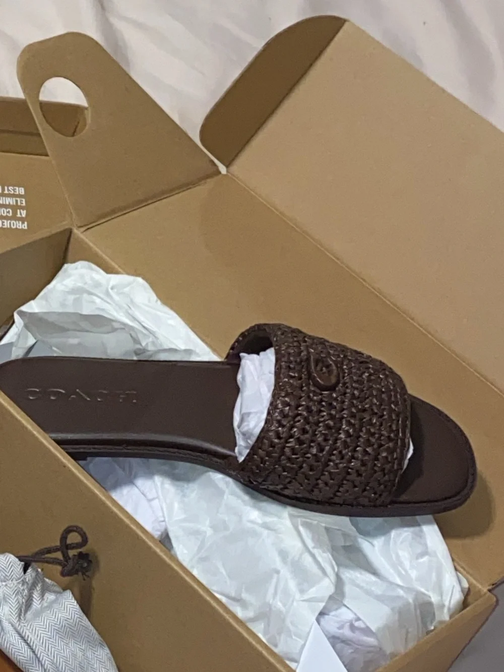 Coach Brown Woven Slide Sandal